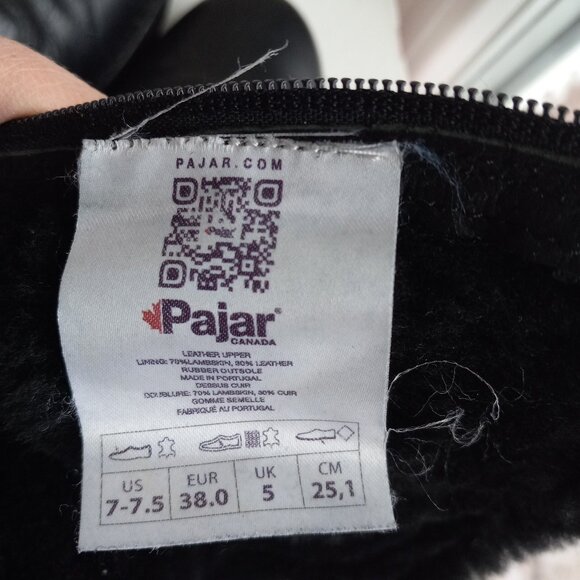 Pajar Karen Black Shearling Lined Boots Sz 38 US 7 - 7.5 - RUN LARGE - FITS SZ 8 - Picture 15 of 16